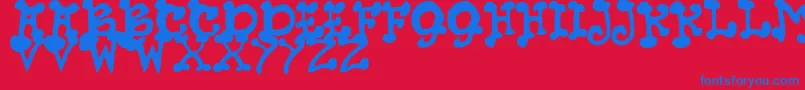 JmhPetsCaps Font – Blue Fonts on Red Background