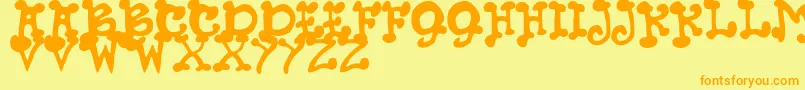 JmhPetsCaps Font – Orange Fonts on Yellow Background