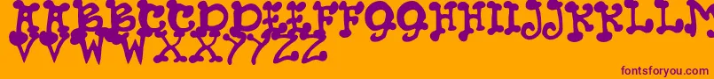 JmhPetsCaps Font – Purple Fonts on Orange Background