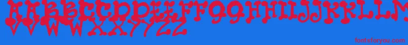 JmhPetsCaps Font – Red Fonts on Blue Background