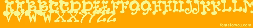 JmhPetsCaps-Schriftart – Gelbe Schriften auf orangefarbenem Hintergrund