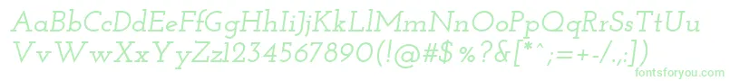 JosefinSlabSemiboldItalic Font – Green Fonts on White Background