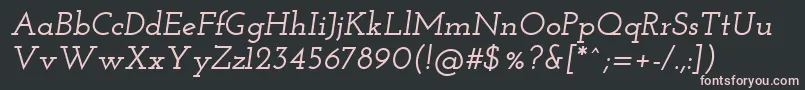 Czcionka JosefinSlabSemiboldItalic – różowe czcionki na czarnym tle