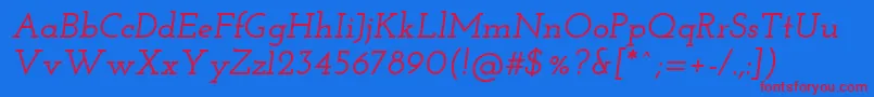 JosefinSlabSemiboldItalic Font – Red Fonts on Blue Background