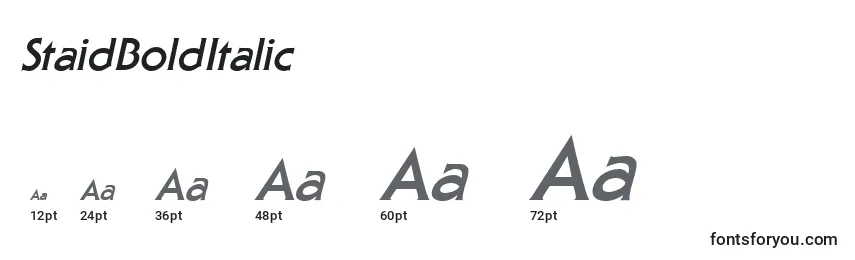 StaidBoldItalic Font Sizes