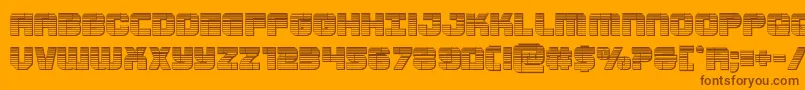 Supersubmarinechrome-Schriftart – Braune Schriften auf orangefarbenem Hintergrund