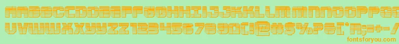 Supersubmarinechrome-Schriftart – Orangefarbene Schriften auf grünem Hintergrund