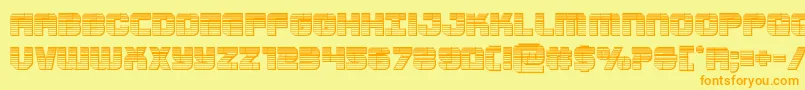 Fonte Supersubmarinechrome – fontes laranjas em um fundo amarelo
