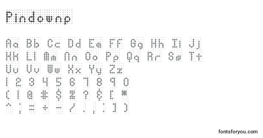 A fonte Pindownp – alfabeto, números, caracteres especiais