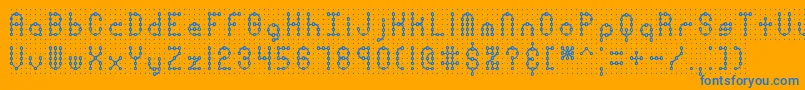 Pindownp-Schriftart – Blaue Schriften auf orangefarbenem Hintergrund