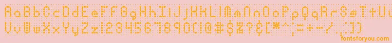 フォントPindownp – オレンジの文字がピンクの背景にあります。