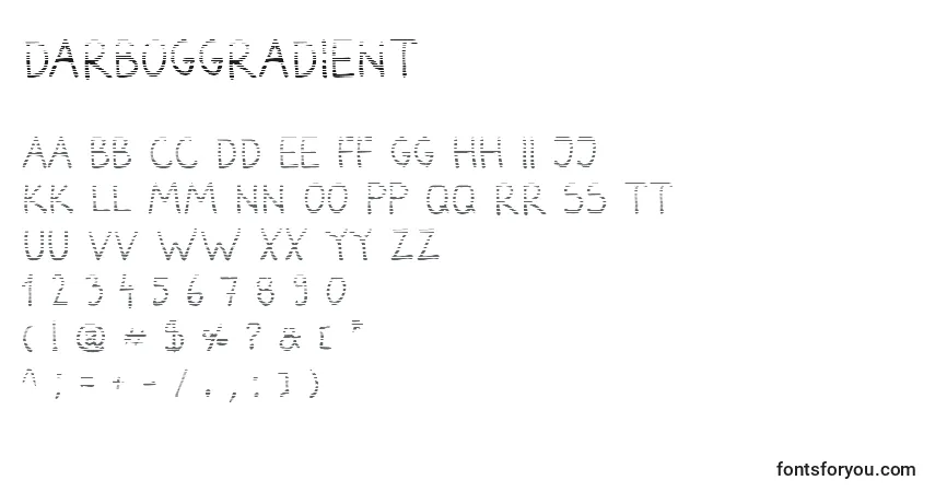 Czcionka DarbogGradient – alfabet, cyfry, specjalne znaki