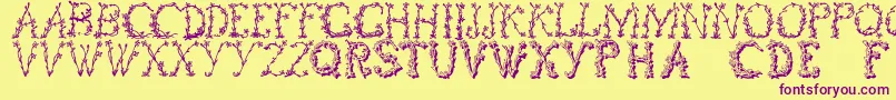 Floraltwo Font – Purple Fonts on Yellow Background