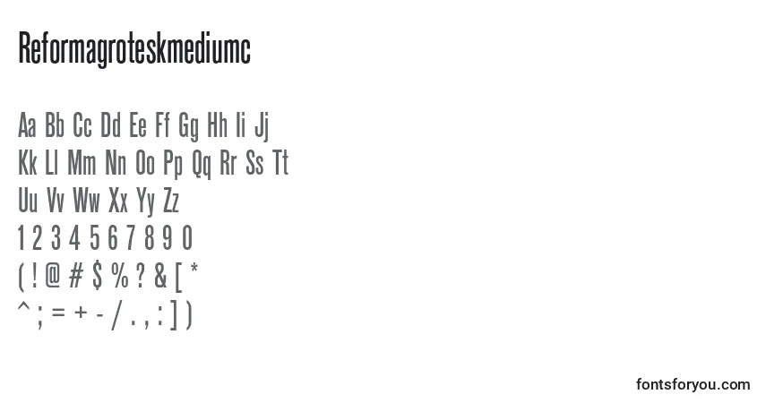 A fonte Reformagroteskmediumc – alfabeto, números, caracteres especiais