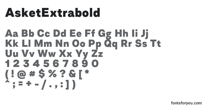 Schriftart AsketExtrabold (114048) – Alphabet, Zahlen, spezielle Symbole