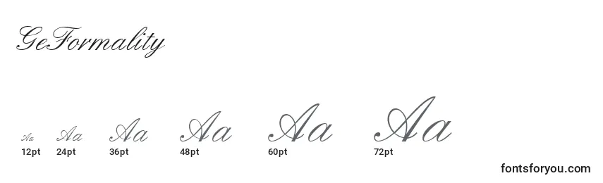 GeFormality Font Sizes