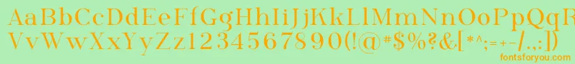 フォントPhosph09 – オレンジの文字が緑の背景にあります。