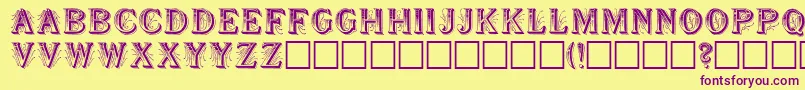 ShowboatRegular-Schriftart – Violette Schriften auf gelbem Hintergrund