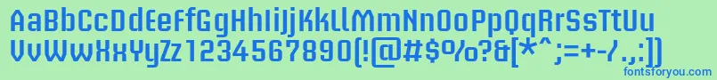 BriemakademistdSemibold-Schriftart – Blaue Schriften auf grünem Hintergrund
