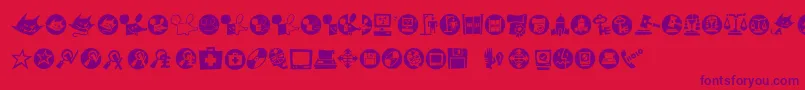 Macdings Font – Purple Fonts on Red Background