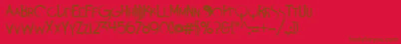 フォントDemonsanddarlings – 赤い背景に茶色の文字