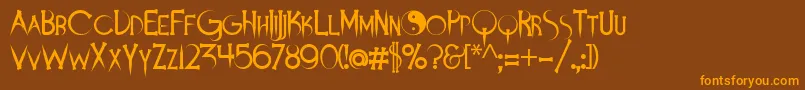 Weitere Informationen zur Demonsanddarlings-Schriftart Demonsanddarlings-Schriftart – Orangefarbene Schriften auf braunem Hintergrund