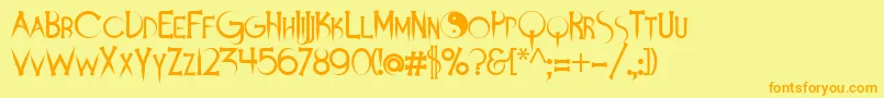 Demonsanddarlings-Schriftart – Orangefarbene Schriften auf gelbem Hintergrund