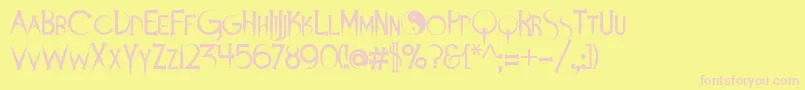Fonte Demonsanddarlings – fontes rosa em um fundo amarelo
