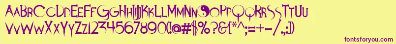 Demonsanddarlings-fontti – violetit fontit keltaisella taustalla