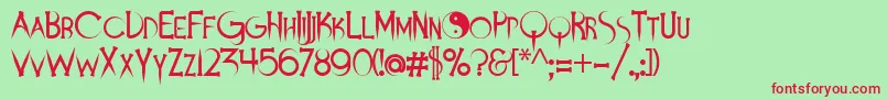 Demonsanddarlings-Schriftart – Rote Schriften auf grünem Hintergrund