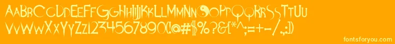 Weitere Informationen zur Demonsanddarlings-Schriftart Demonsanddarlings-Schriftart – Gelbe Schriften auf orangefarbenem Hintergrund