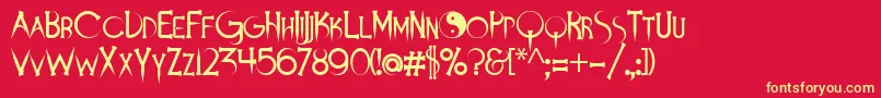 Demonsanddarlings-Schriftart – Gelbe Schriften auf rotem Hintergrund
