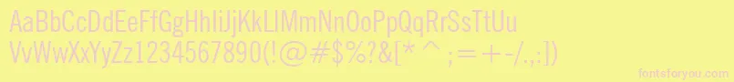 NewsGothicCondensedBt Font – Pink Fonts on Yellow Background