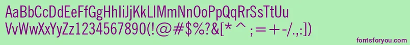 NewsGothicCondensedBt Font – Purple Fonts on Green Background