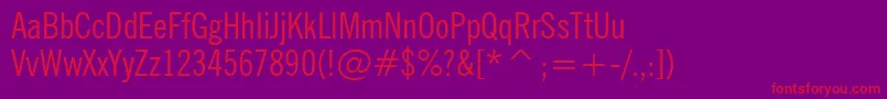 NewsGothicCondensedBt Font – Red Fonts on Purple Background