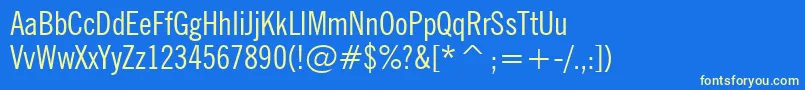 NewsGothicCondensedBt Font – Yellow Fonts on Blue Background