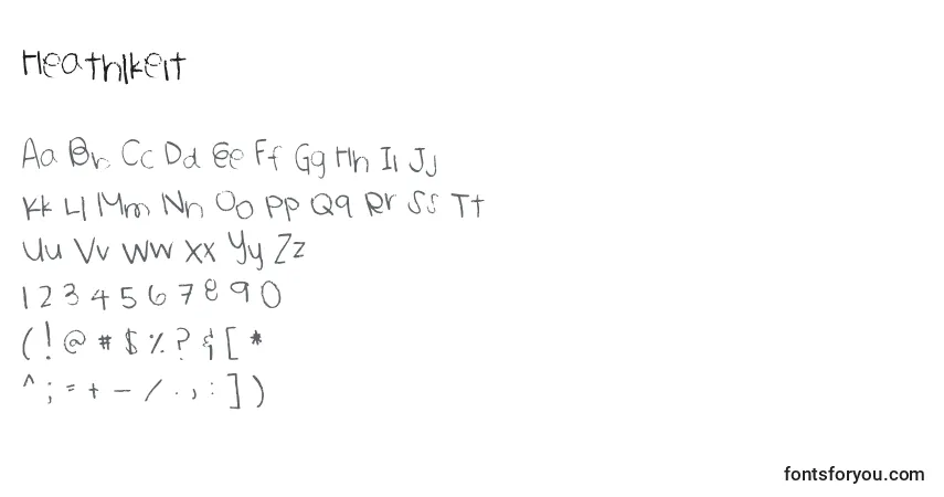 Schriftart Heathlkeit – Alphabet, Zahlen, spezielle Symbole