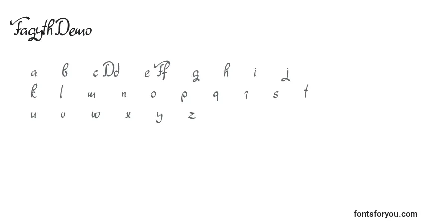 Шрифт FagythDemo – алфавит, цифры, специальные символы