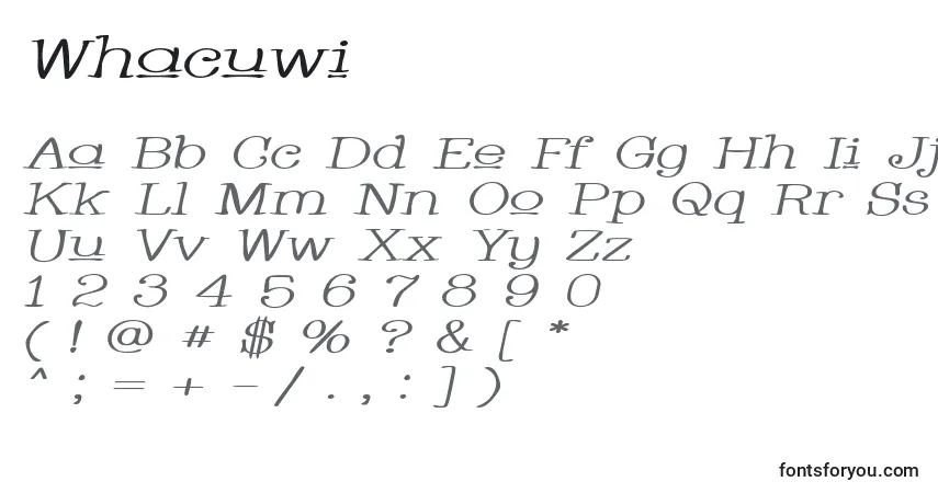 Whacuwi Font – alphabet, numbers, special characters