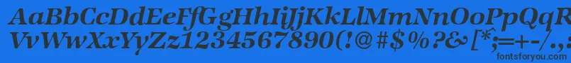 Шрифт ZabriskieinternationalBolditalic – чёрные шрифты на синем фоне