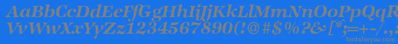 フォントZabriskieinternationalBolditalic – 青い背景に灰色の文字