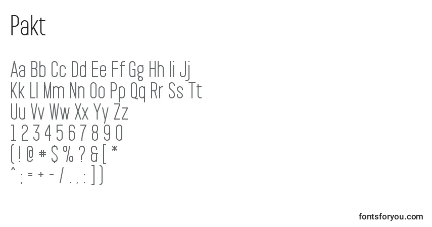 Fuente Pakt - alfabeto, números, caracteres especiales