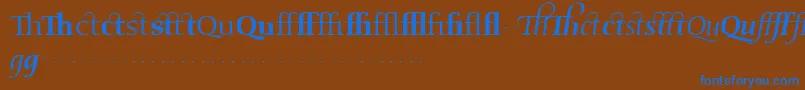 OldstyleflourishesRegular-Schriftart – Blaue Schriften auf braunem Hintergrund