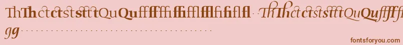 Fonte OldstyleflourishesRegular – fontes marrons em um fundo rosa
