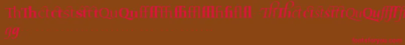 フォントOldstyleflourishesRegular – 赤い文字が茶色の背景にあります。
