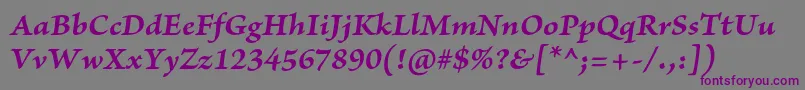 BriosoproBolditcapt-Schriftart – Violette Schriften auf grauem Hintergrund