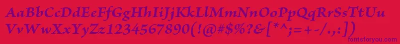 フォントBriosoproBolditcapt – 赤い背景に紫のフォント