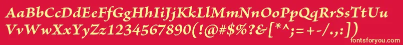 BriosoproBolditcapt Font – Yellow Fonts on Red Background