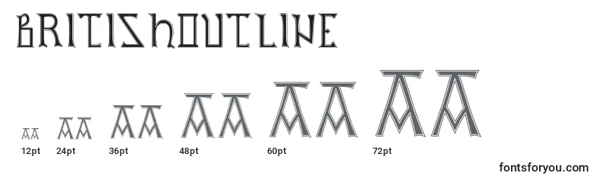 Размеры шрифта Britishoutline
