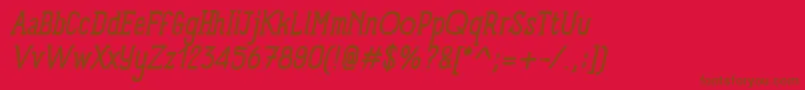 Weitere Informationen zur PanforteSerifRegularItalic-Schriftart PanforteSerifRegularItalic-Schriftart – Braune Schriften auf rotem Hintergrund